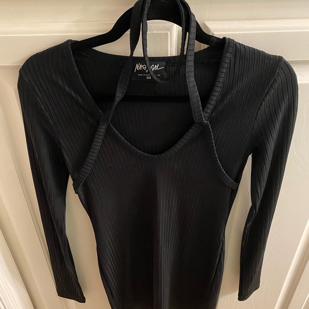 Nasty gal black dress with neck wrap